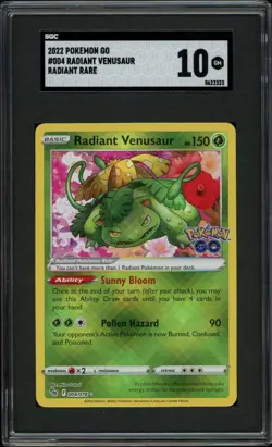 Pokemon GO Radiant Venusaur Holo Rare Pokemon Card 004/078 SGC 10 Gem Mint - Image 1