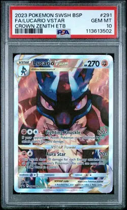 2023 POKEMON SWSH BLACK STAR PROMO #291 FULL ART/LUCARIO VSTAR PSA 10 - Image 1