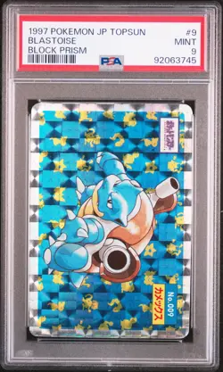 1997 POKEMON JPN TOPSUN BLOCK PRISM #9 BLASTOISE PSA 9 - Image 1
