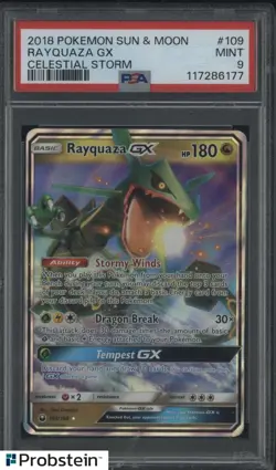 2018 Pokemon S & M Celestial Storm #109 Rayquaza Gx PSA 9 MINT - Image 1