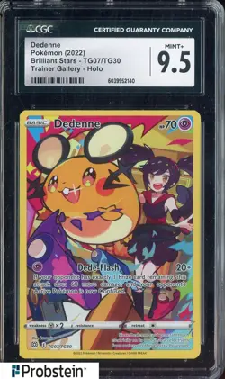 2022 Pokemon Brilliant Stars #TG07 Dedenne Trainer Gallery Holo CGC 9.5 MINT+ - Image 1