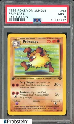 1999 Pokemon Jungle 1st Edition #43 Primeape PSA 9 MINT - Image 1