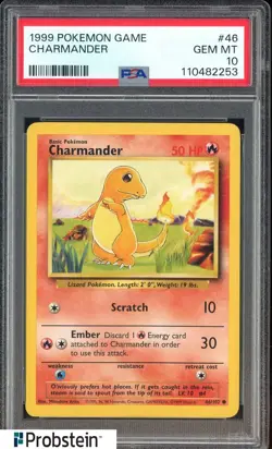 1999 Pokemon Game #46 Charmander PSA 10 GEM MINT - Image 1