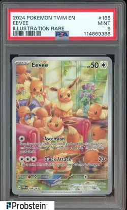 2024 Pokemon TWM EN Illustration Rare #188 Eevee PSA 9 MINT - Image 1