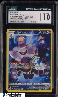 2022 Pokemon Brilliant Stars #TG06 Dusknoir Trainer Gallery Holo CGC 10 GEM MINT - Image 1