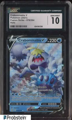 2021 Pokemon Fusion Strike #076/264 Crabominable V Holo CGC 10 GEM MINT - Image 1