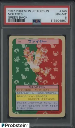 1997 Pokemon Topsun JPN Green Back #146 Moltres PSA 8 NM-MT - Image 1