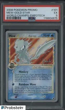 2008 Pokemon Promo World Champs Empotech #101 Mew Gold Star PSA 5 EX - Image 1