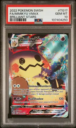 2022 POKEMON SWORD & SHIELD BRILLIANT STARS #TG17 FULL ART/MIMIKYU VMAX PSA 10 - Image 1