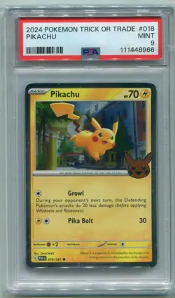 2024 POKEMON TRICK OR TRADE #018 PIKACHU Holo PSA 9 - Image 1