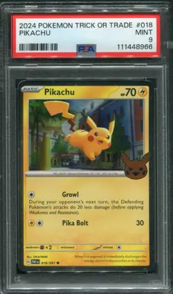 2024 POKEMON TRICK OR TRADE #018 PIKACHU Holo PSA 9 - Image 2