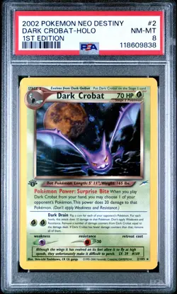 2002 Pokemon Neo Destiny #2 Dark Crobat Holo 1st Edition PSA 8 NM-MINT - Image 1