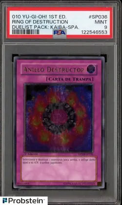 2010 Yu-Gi-Oh! 1st Ed Duelist Pack Kaiba Spa #SP036 Ring of Destruction PSA 9 - Image 1