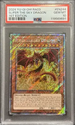 2024 PSA 10 YUGIOH RA03 BONANZA PLATINUM SECRET RARE SLIFER THE SKY DRAGON 💫 - Image 1