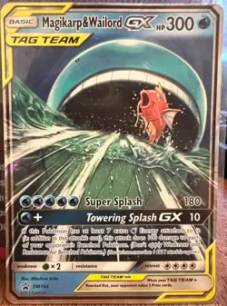 Magikarp & Wailord GX SM166 Standard Size Full Art Black Star Promo Card - Image 1