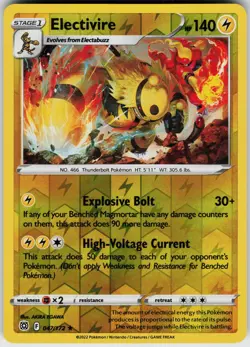 Pokemon Electivire 047/172 SWSH09: Brilliant Stars NM Reverse Holo card - Image 1