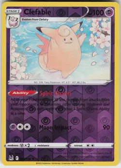 Pokemon Clefable 063/196 SWSH11: Lost Origin NM Reverse Holo card - Image 1