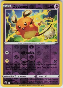 Pokemon Dedenne 085/195 SWSH12: Silver Tempest NM Reverse Holo card - Image 1