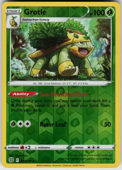Pokemon Grotle 007/172 SWSH09: Brilliant Stars NM Reverse Holo card - Image 1