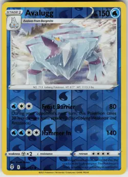 Pokemon Avalugg 045/203 SWSH07: Evolving Skies NM Reverse Holo card - Image 1