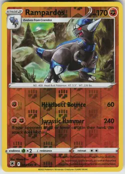 Pokemon Rampardos 077/189 SWSH10: Astral Radiance NM Reverse Holo card - Image 1