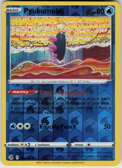 Pokemon Pyukumuku 077/264 SWSH08: Fusion Strike NM Reverse Holo card - Image 1
