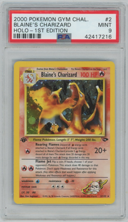 2000 Pokemon Gym Challenge #2 Blaine's Charizard Holo 1st Edition PSA 9 MINT - Image 1