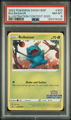 2022 POKEMON SWSH BLACK STAR PROMO ILLUSTRATION CONTEST 2022 BULBASAUR PSA 8 - Image 1