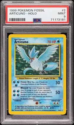 1999 Pokemon Fossil Holo #2 Articuno PSA 9 MINT - Image 1