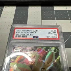 2021 POKEMON SWORD & SHIELD EVOLVING SKIES #008 FULL ART/LEAFEON VMAX PSA 10 - Image 2