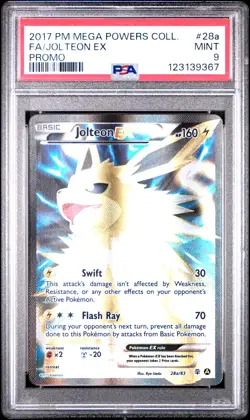 2017 POKEMON MEGA POWERS COLL PROMO #28A FULL ART/JOLTEON EX PSA 9 - Image 1