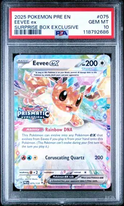 2025 POKEMON PRE EN-PRISMATIC EVOLUTIONS SURPRISE BOX EXCLUSIVE EEVEE EX PSA 10 - Image 1