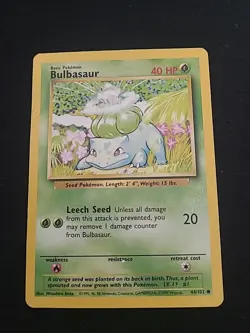 Pokemon Card Base Set 1999 Bulbasaur 44/102 - Image 1
