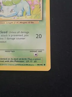Pokemon Card Base Set 1999 Bulbasaur 44/102 - Image 5