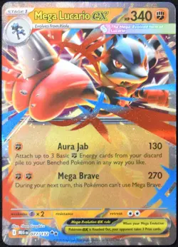 Pokemon TCG Mega Lucario ex 077/132 2025 Mega Evolution Double Rare Card - NM - Image 1