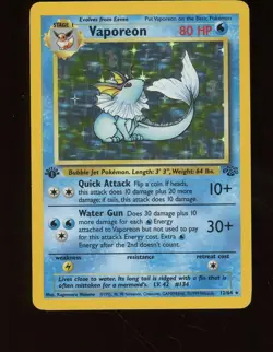 Vaporeon Holo Jungle Set 1999 Vintage Pokemon Card 12/64 1st Edition - Image 1