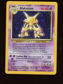 1999 Pokemon TCG Alakazam Base Set Holo Card 1/102 - Image 1