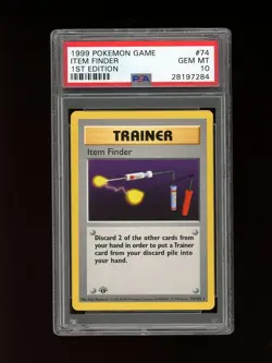 POKEMON PSA 10 GEM MINT ITEM FINDER 1ST EDITION SHADOWLESS BASE SET RARE CARD 74 - Image 1