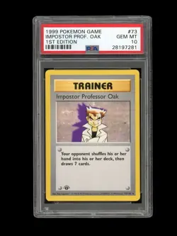 Pokemon PSA 10 GEM MINT Imposter Professor Oak 1st Edition Base Set Rare Card 73 - Image 1