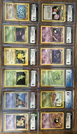 Lot Of 12 1999-2000 First Edition Pokemon CGC Graded 7-9.5 Cards - Image 1