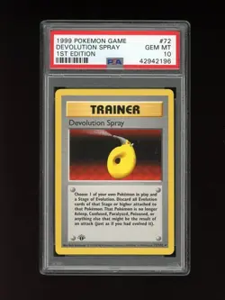 POKEMON PSA 10 GEM MINT DEVOLUTION SPRAY 1ST EDITION SHADOWLESS BASE SET CARD 72 - Image 1