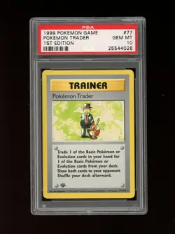 Pokemon PSA 10 GEM MINT Pokemon Trader 1st Edition Base Set Rare Card 77/102 - Image 1