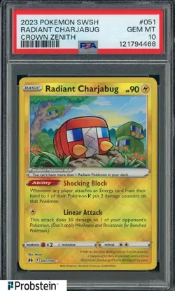 2023 Pokemon SWSH Crown Zenith #051/159 Radiant Charjabug PSA 10 GEM MINT - Image 1
