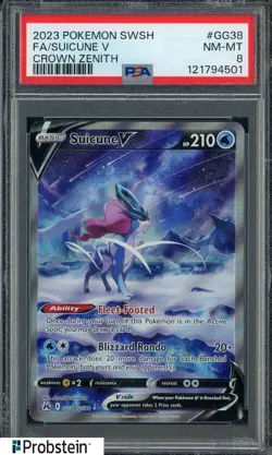 2023 Pokemon SWSH Crown Zenith #GG38/GG70 SuicuneV PSA 8 NM-MT - Image 1