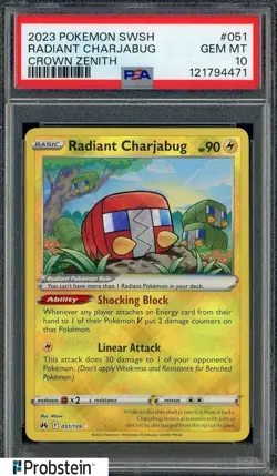 2023 Pokemon SWSH Crown Zenith #051/159 Radiant Charjabug PSA 10 GEM MINT - Image 1