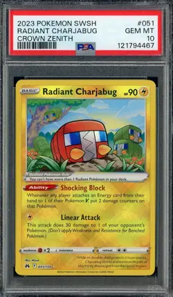 2023 Pokemon SWSH Crown Zenith #051/159 Radiant Charjabug PSA 10 GEM MINT - Image 1