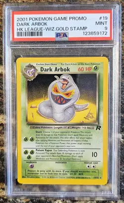 2001 Pokemon Game Promo Dark Arbok 19 W Wizards Gold Stamp PSA 9 MINT - Image 1