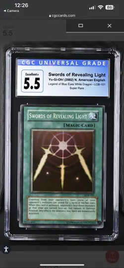 Yugioh Swords of Revealing Light LOB-101 CGC 5.5 - Image 1