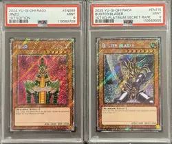 2024 PSA 9 YUGIOH RA03 PLATINUM SECRET RARE JINZO & BUSTER BLADER SET 💫 - Image 1