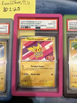 Pikachu Batik Shirt Indonesia Journey PSA 10 5 Piece Set Promo Card Pokemon TCG - Image 4